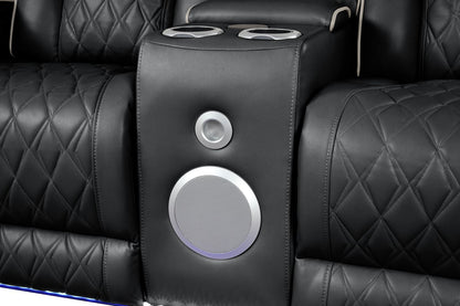 Fortuner Modern Style Upholstery Recliner Loveseat Made with Wood & Massage Function Included-Black New Era Fashion LLc