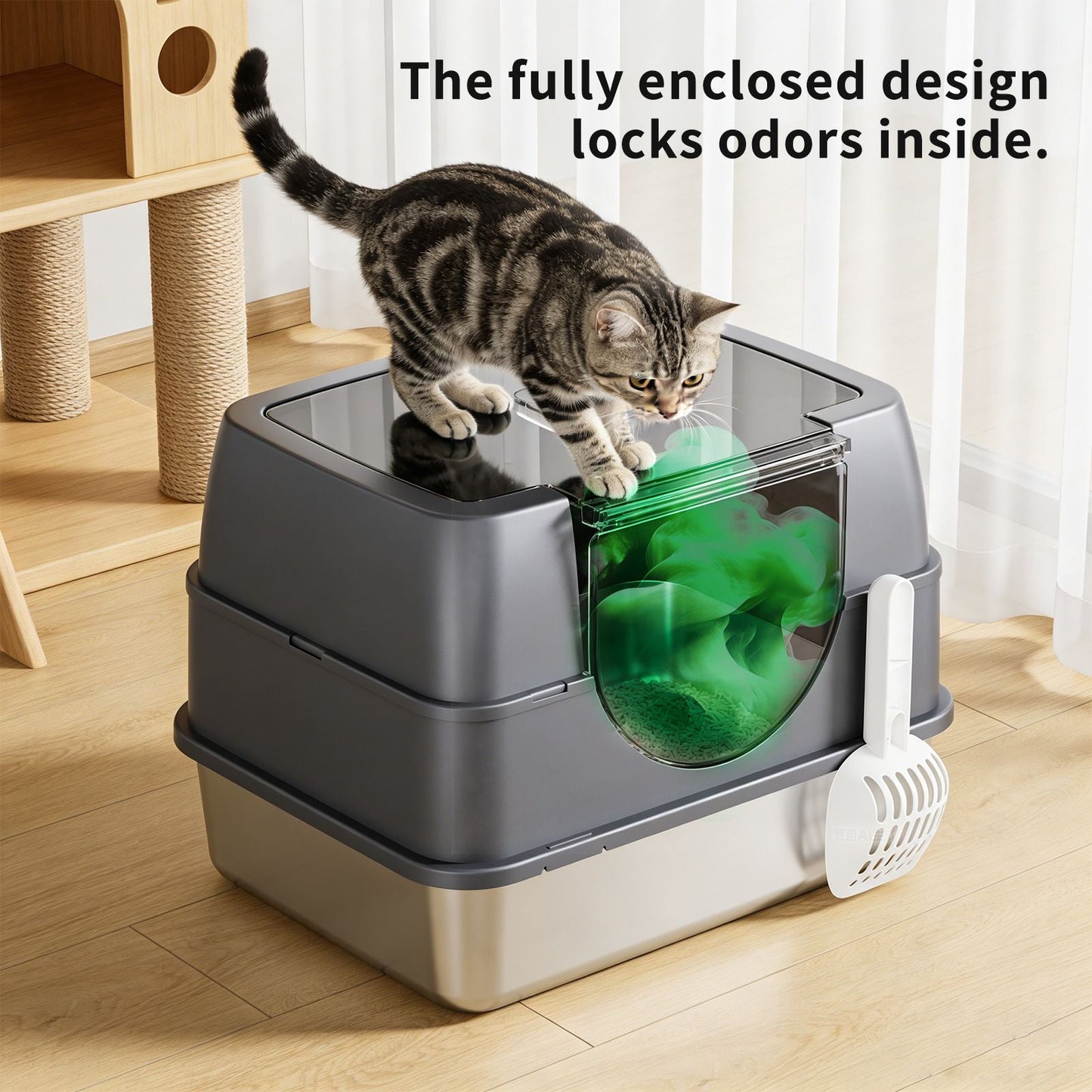 Galaxy stainless steel cat litter box, sturdy, durable, easy to clean, odorless, non stick to sand, a choice for cross-border quality New Era Fashion LLc