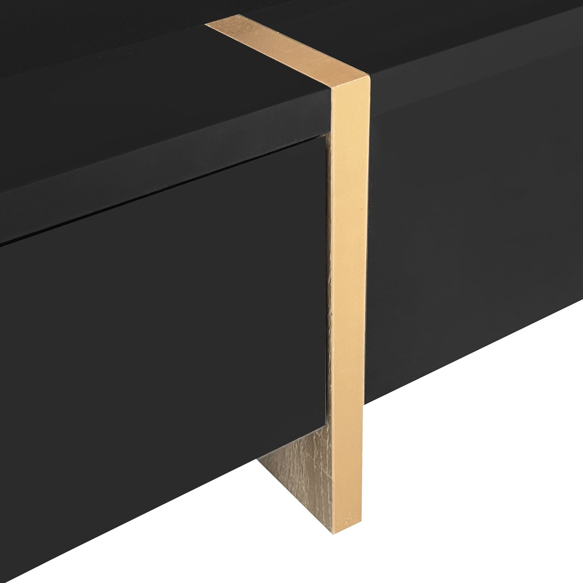 Sleek Black High Gloss Modern Coffee Table with 4 Drawers for Organized Living Rooms, Square Design with Wood Grain Legs, Ideal Cocktail Table 31.5''x31.5'' New Era Fashion LLc