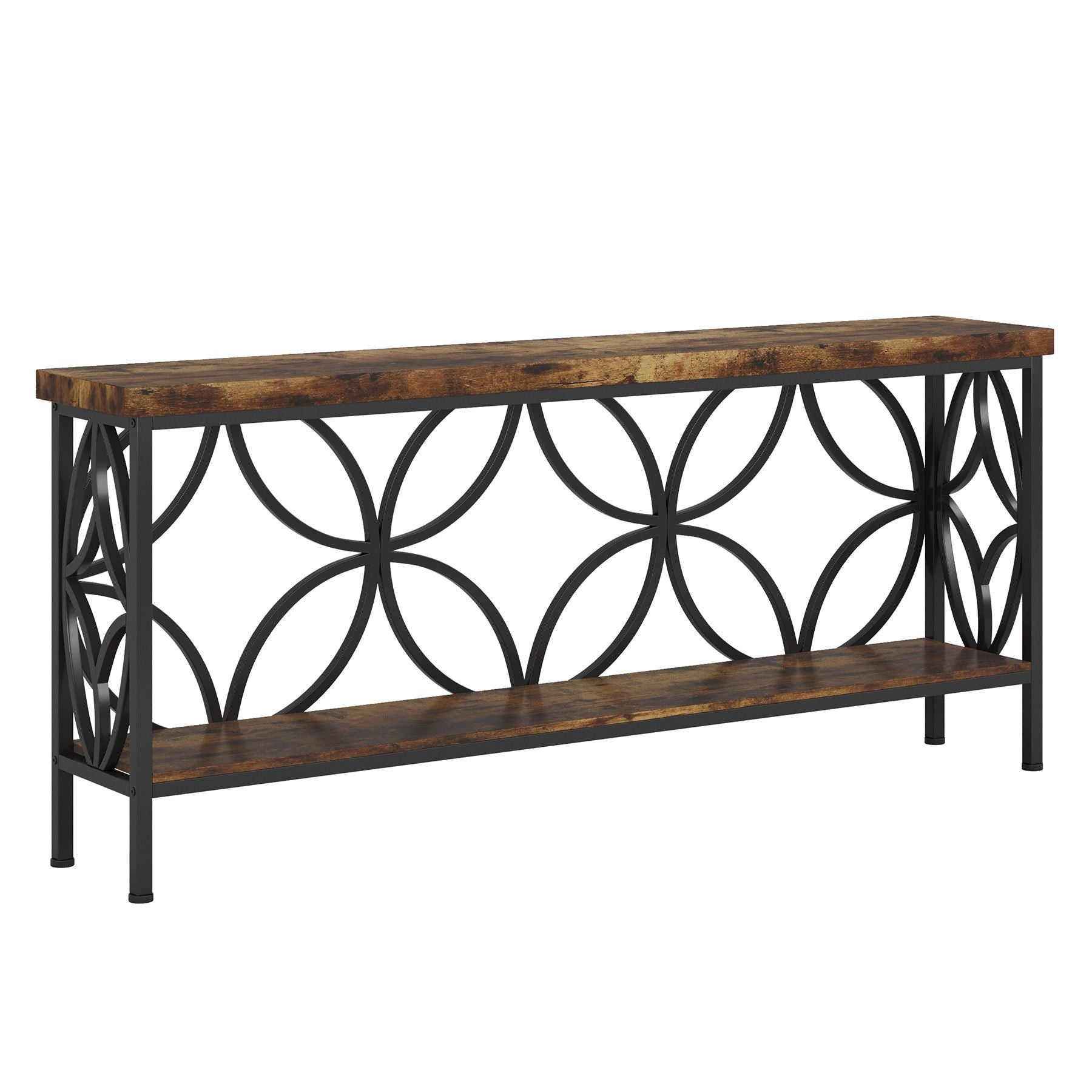 2-Tier Console Table, Industrial Sofa Table Behind Couch New Era Fashion LLc