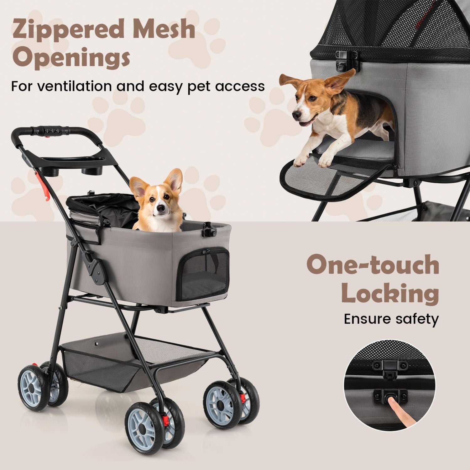 3 in 1 Pet Stroller with Removable Carrier up to 33 lbs New Era Fashion LLc