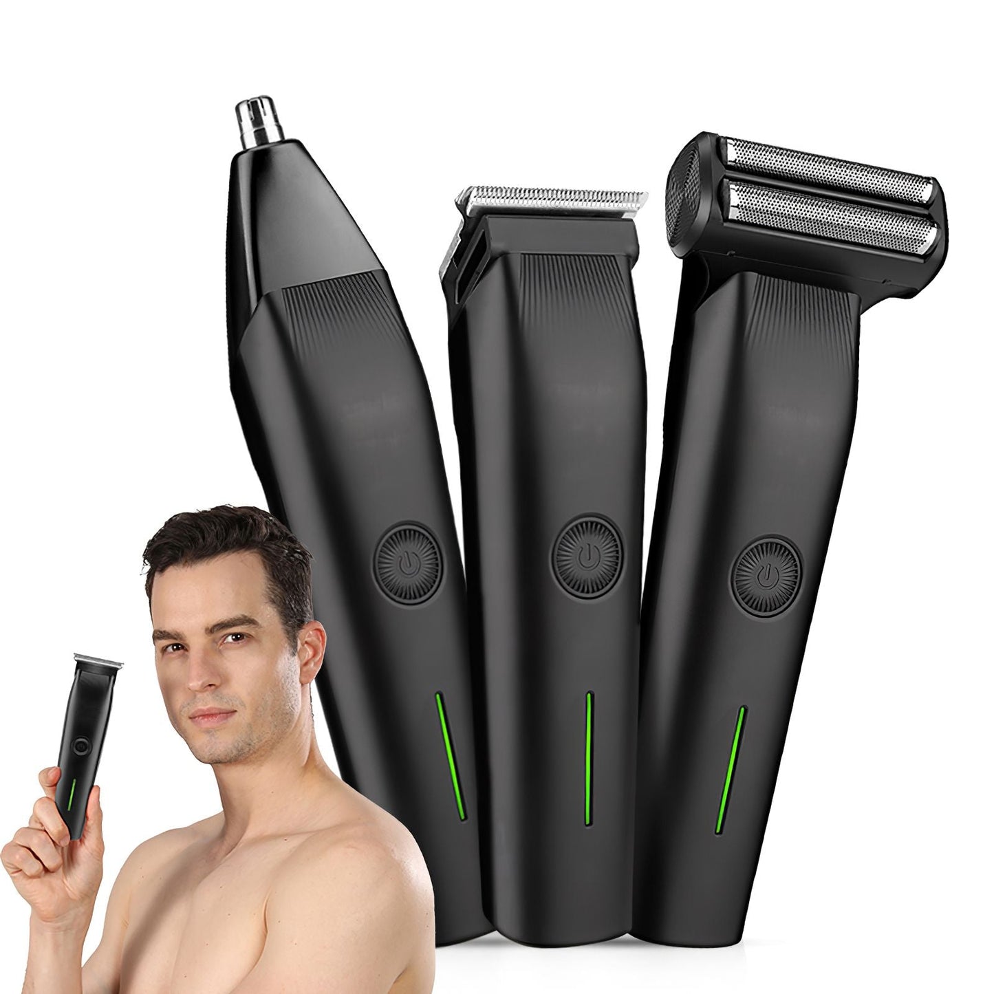 Beard Trimmer, 3 in 1 Hair Clippers and Mens Grooming Kit, Face, Nose, Ear Hair Trimmer - Black New Era Fashion LLc