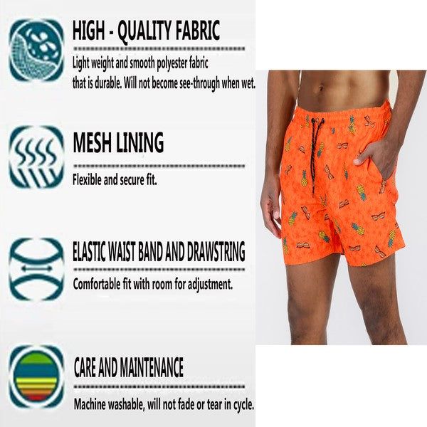 Palm Tree Print Swim Shorts New Era Fashion LLc