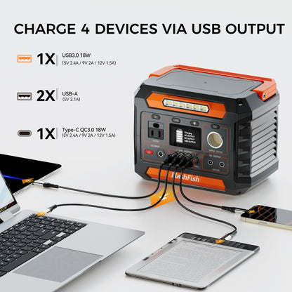 300W Portable Power Station, 230.88Wh /62400mAh Solar Generator, Regulated DC Output Backup Battery with AC Outlet, LED Light Power Station for CPAP Camping New Era Fashion LLc