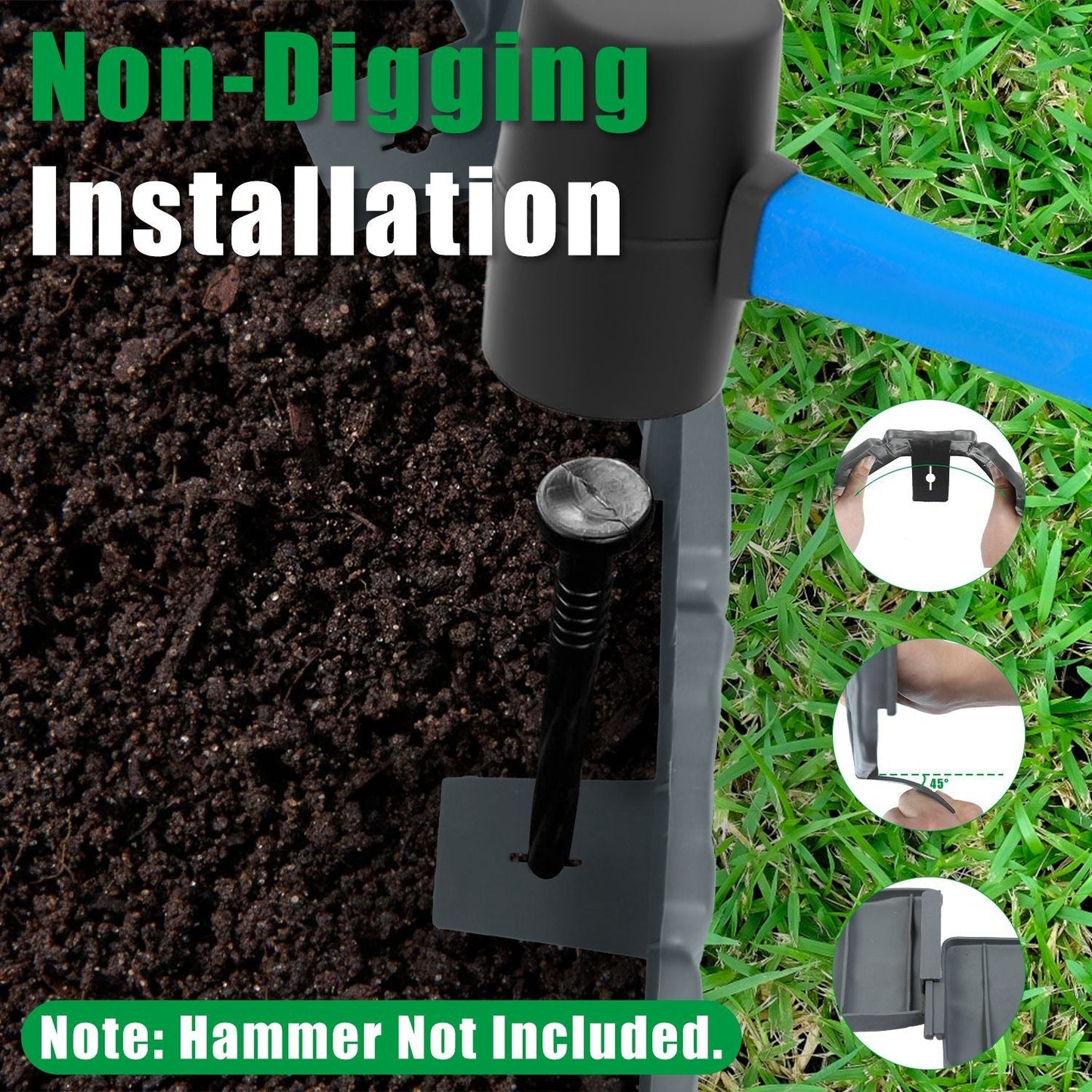 Flexible Cobblestone Landscape Edging, Weather Resistant PVC Garden Border Edging with Spikes & Shovel, Interlocking No Dig Lawn Edging for Yard Flower Bed Pathway New Era Fashion LLc