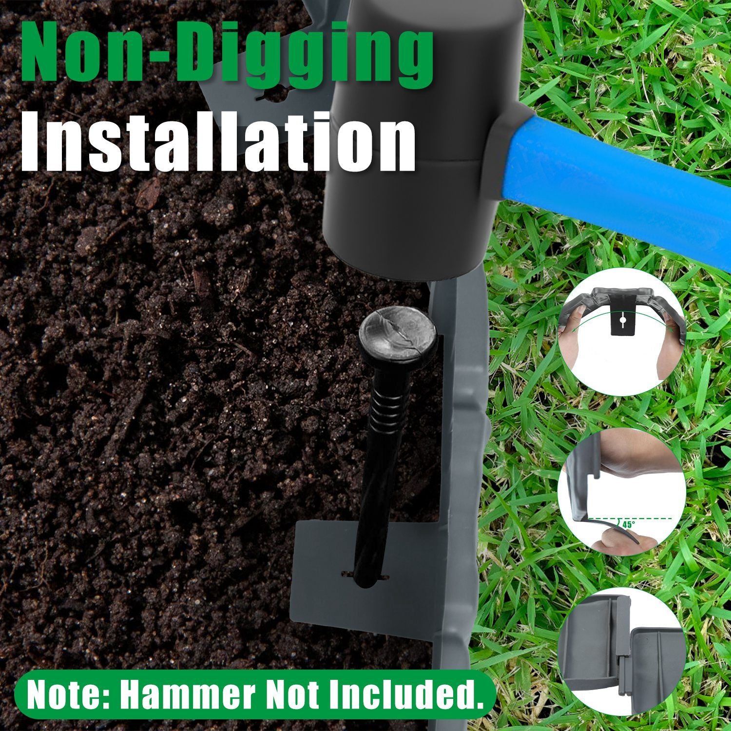 Flexible Cobblestone Landscape Edging, Weather Resistant PVC Garden Border Edging with Spikes & Shovel, Interlocking No Dig Lawn Edging for Yard Flower Bed Pathway New Era Fashion LLc