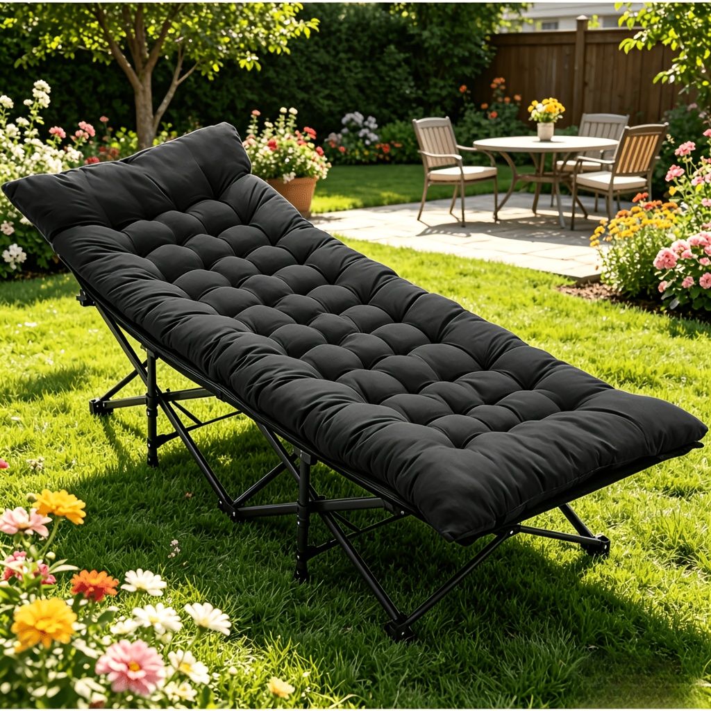 Foldable camping bed with mattress, sturdy and durable folding bed New Era Fashion LLc