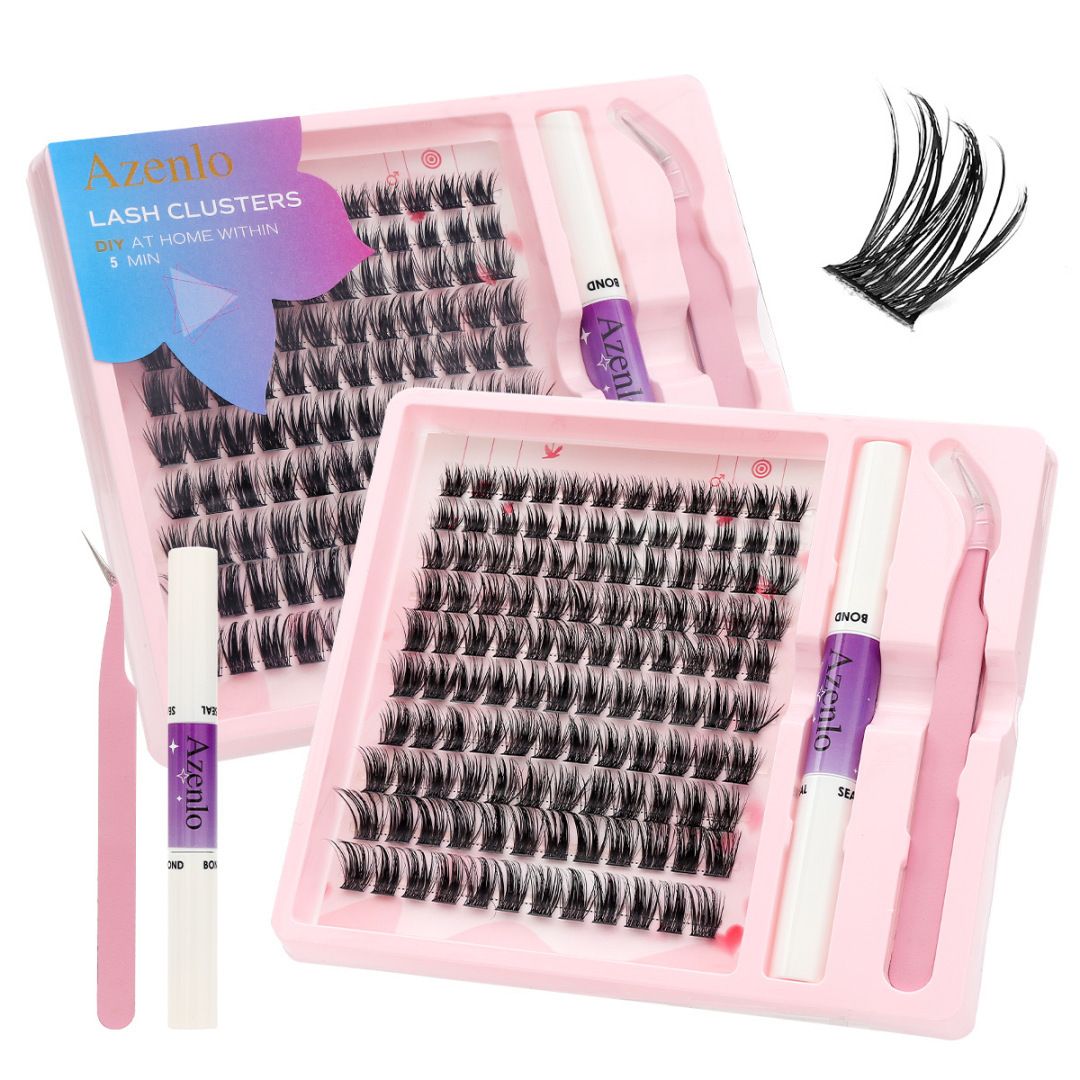 2026 Hottest New Product: False Eyelashes -  Azenlo Beginner's DIY Eyelash Extension Kit, 120 Clusters Of Large-capacity False Eyelashes, Includes Glue, Tweezers, and Complete Tool Set New Era Fashion LLc