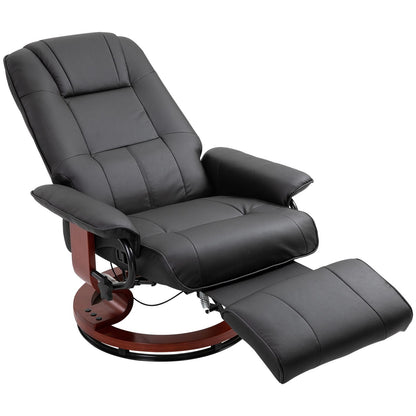 Living Room Relaxation: Black Faux Leather Swivel Recliner with Adjustable Footrest New Era Fashion LLc