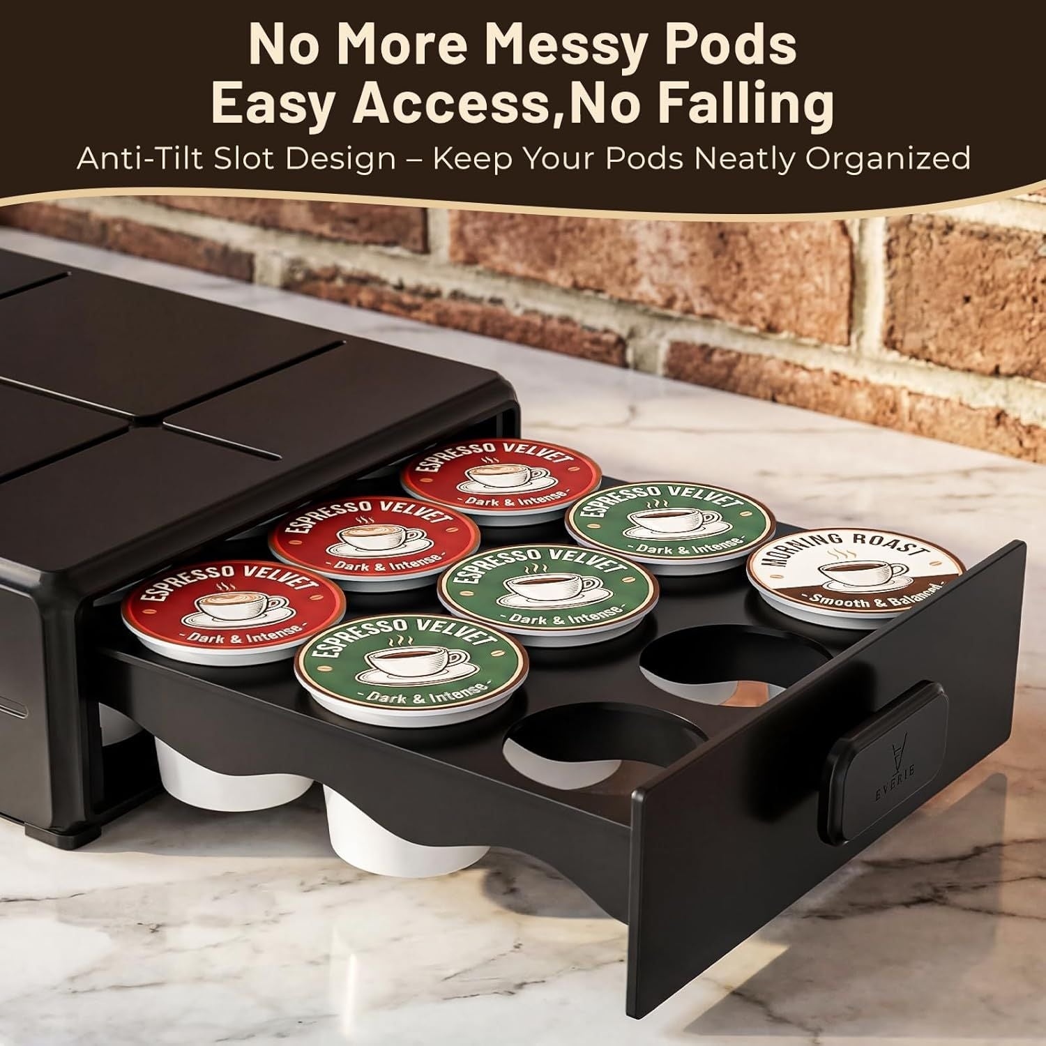 Coffee Pod Organizer Drawer for Keurig K-Cup Pods, Holds 18 Pods - Compact, Easy-Access Design with Smooth Glide, Ideal for Small Spaces and Coffee Machines New Era Fashion LLc