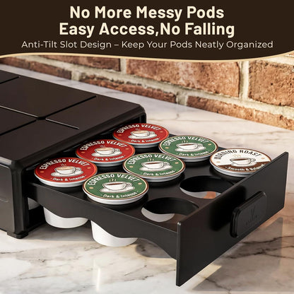 Coffee Pod Organizer Drawer for Keurig K-Cup Pods, Holds 18 Pods - Compact, Easy-Access Design with Smooth Glide, Ideal for Small Spaces and Coffee Machines New Era Fashion LLc