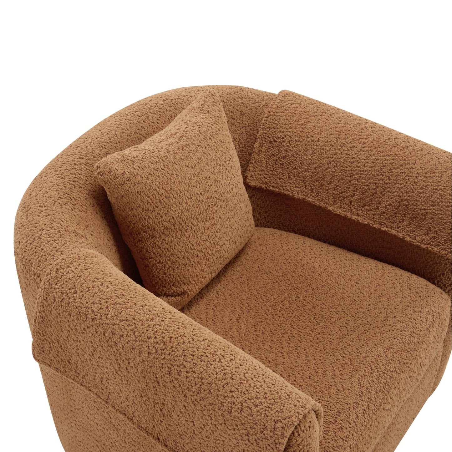 Swivel Accent Chair with Ottoman Set, Modern Chenille Barrel Armchair with Removable Back Pillow & 2 Armrest Covers for Living Room, Bedroom, Office, Yellow New Era Fashion LLc