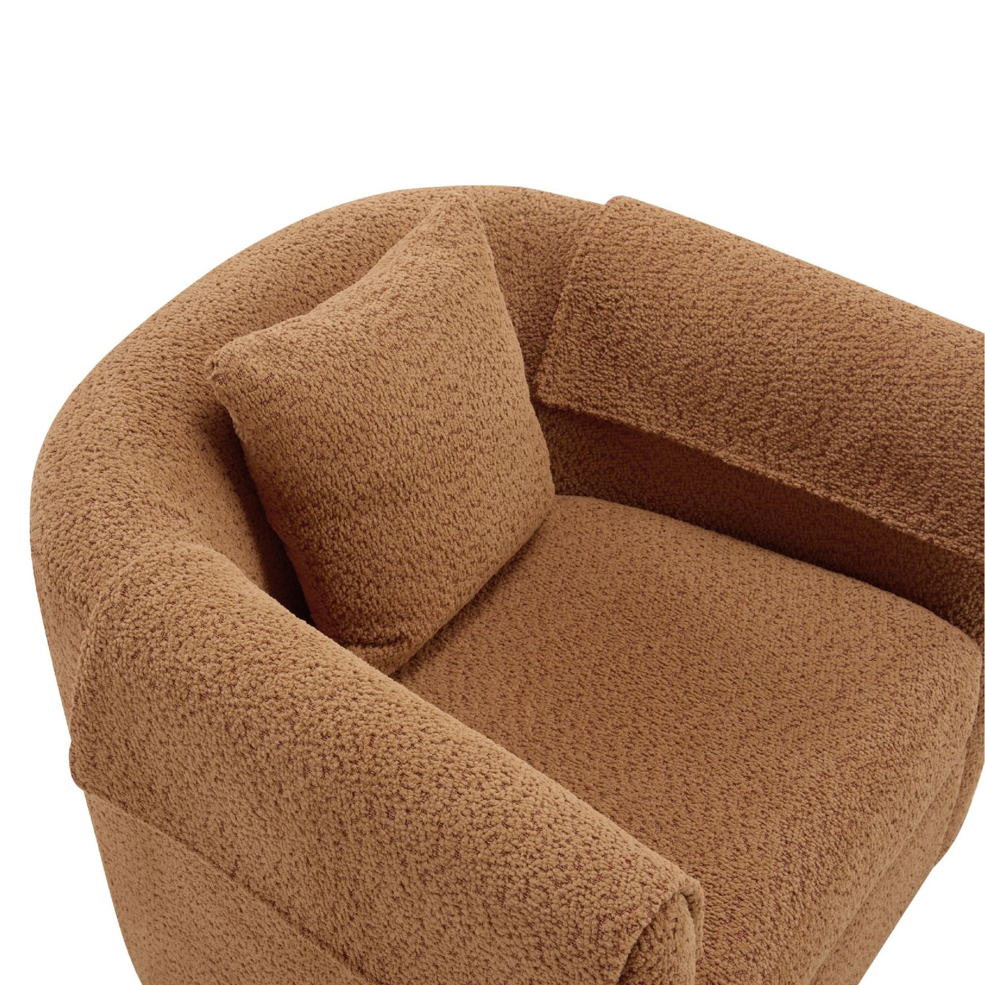Swivel Accent Chair with Ottoman Set, Modern Chenille Barrel Armchair with Removable Back Pillow & 2 Armrest Covers for Living Room, Bedroom, Office, Yellow New Era Fashion LLc