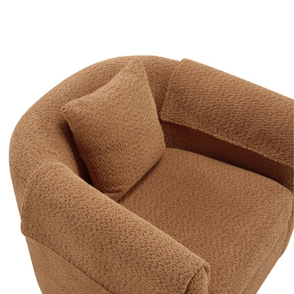 Swivel Accent Chair with Ottoman Set, Modern Chenille Barrel Armchair with Removable Back Pillow & 2 Armrest Covers for Living Room, Bedroom, Office, Yellow New Era Fashion LLc