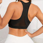 Green Solid Color Breathable Mesh Stitching Tank Top, Sports Yoga Fitness Bra New Era Fashion LLc