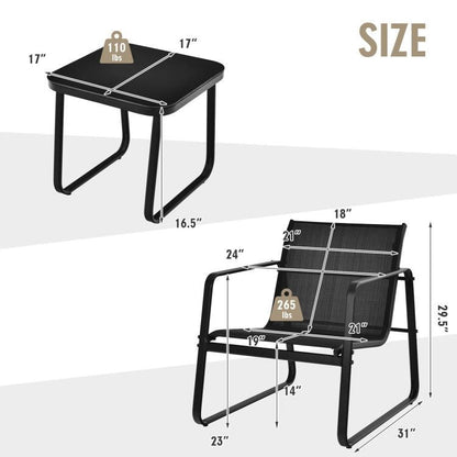 3 Pieces Patio Bistro Furniture Set with Glass Top Table Garden Deck New Era Fashion LLc