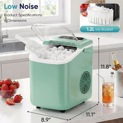 Desktop ice maker, with movable handle, can produce 9 ice balls in 6 to 8 minutes, equipped with a basket and a spoon New Era Fashion LLc