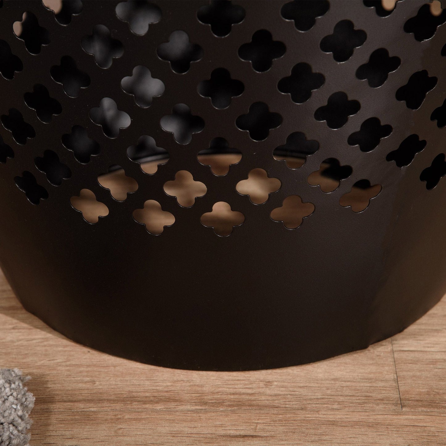 12.5" Steel Outdoor Side Table, Round Hollow Drum Patio End Table, Accent Table for Indoor and Outdoor, Black New Era Fashion LLc
