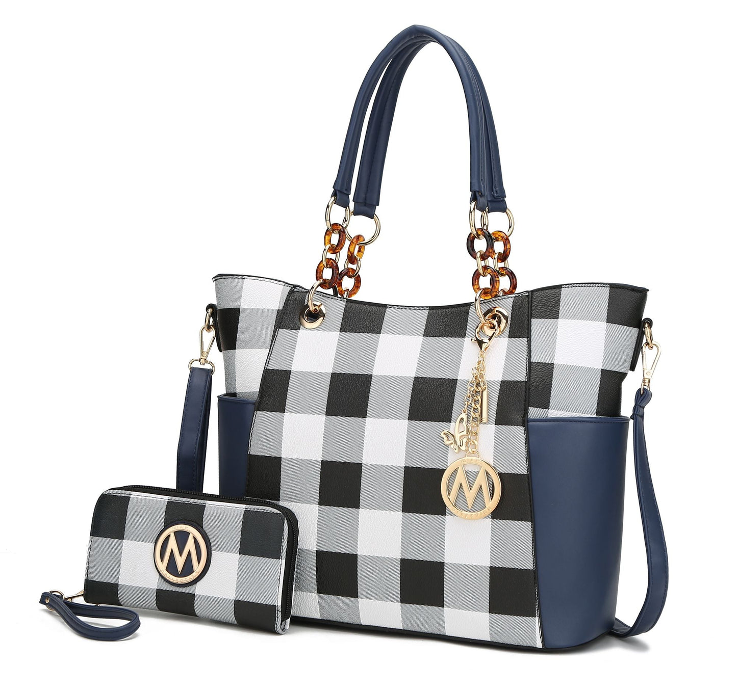 MKF Collection Bonita Checker Tote Handbag & Wallet Set Women by Mia K New Era Fashion LLc