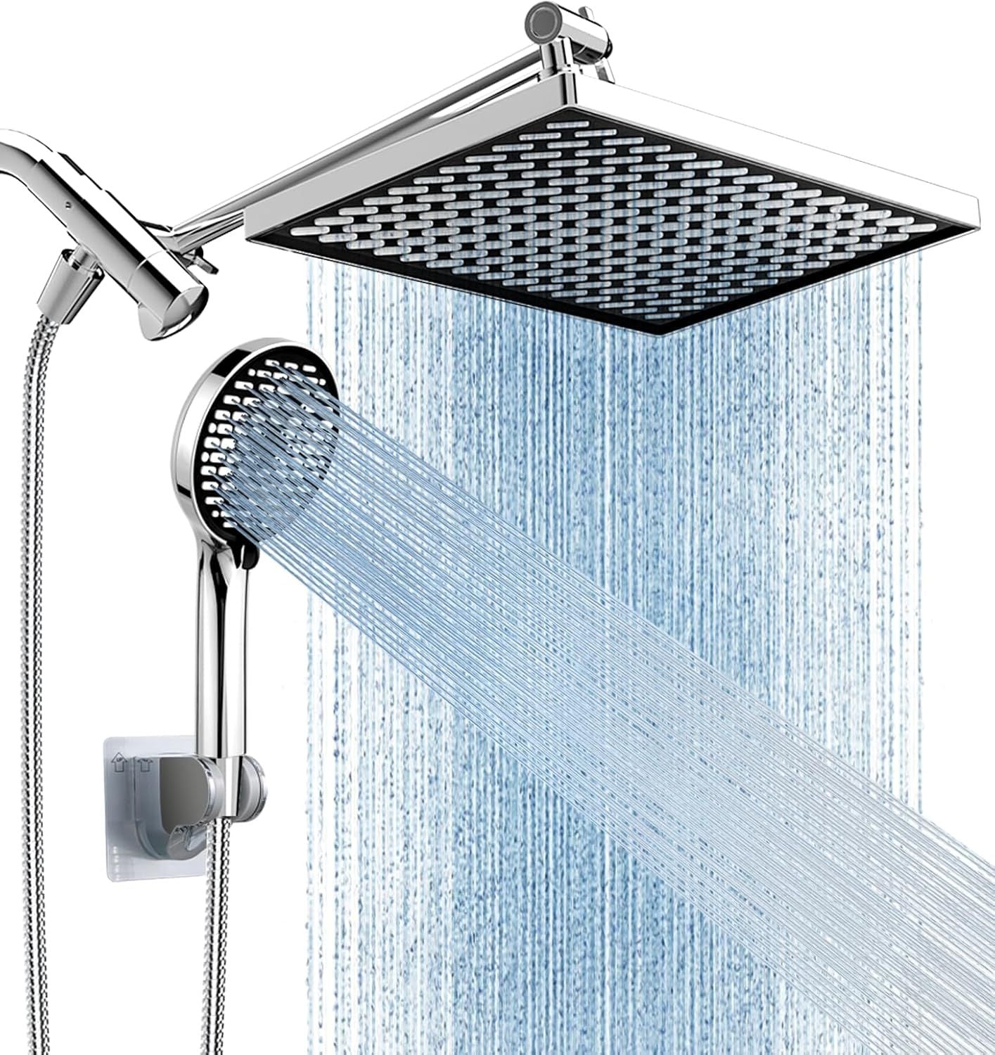 11.8 Inch Rain Shower Head with 6 Modes Handheld Water Spray High Pressure Showerhead Combo with 11 Inch Adjustable Extension Arm New Era Fashion LLc