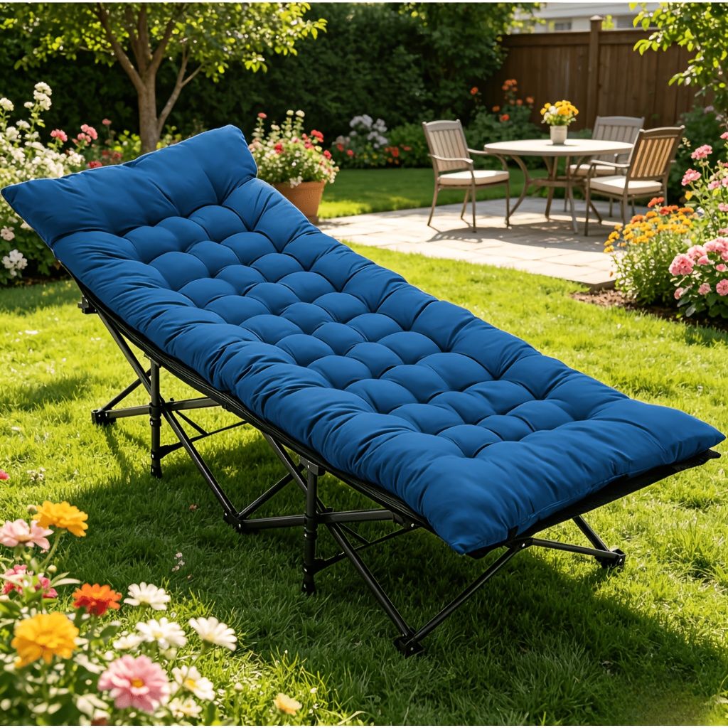 Foldable camping bed with mattress, sturdy and durable folding bed New Era Fashion LLc