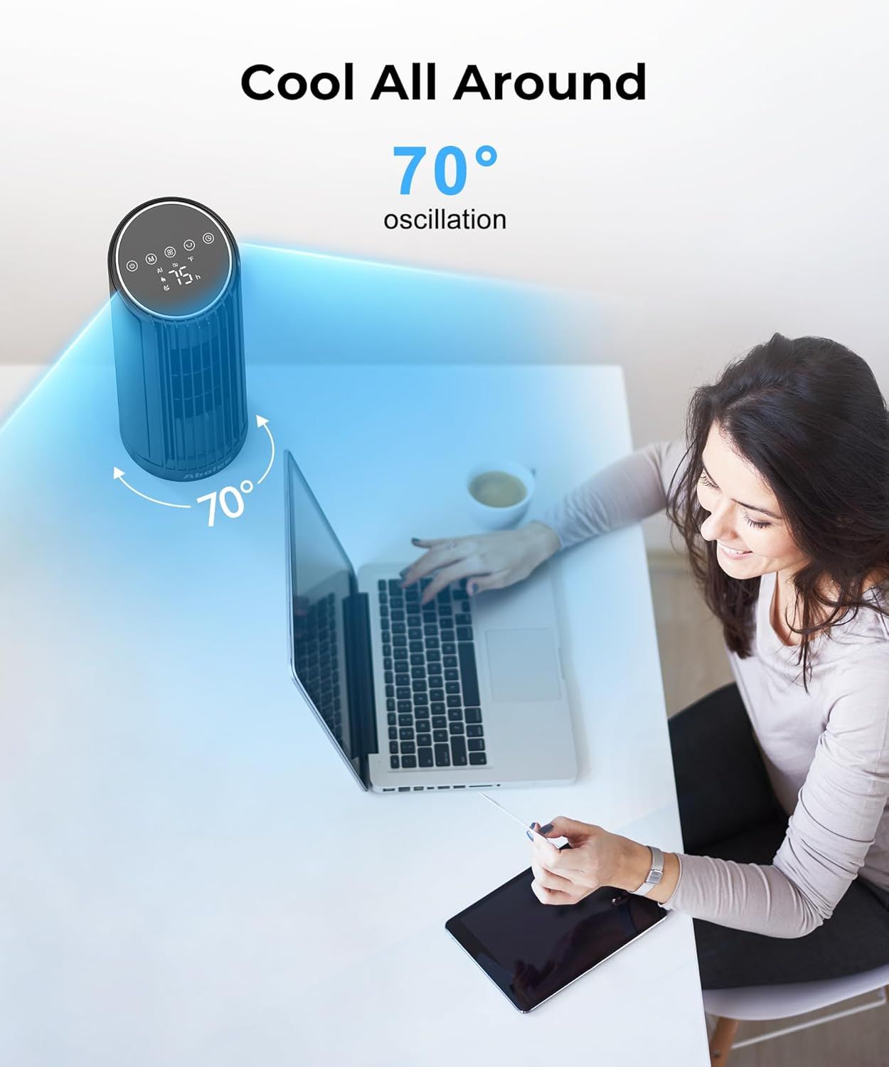 Tower Fan, 23ft/s Desk Fan with Remote, 70° Oscillating, Standing Table Fan with 4 Speeds, 4 Modes, 12Timer, 2026 New 13'' Bladeless Fan for Bedroom Office, Home New Era Fashion LLc