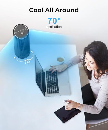 Tower Fan, 23ft/s Desk Fan with Remote, 70° Oscillating, Standing Table Fan with 4 Speeds, 4 Modes, 12Timer, 2026 New 13'' Bladeless Fan for Bedroom Office, Home New Era Fashion LLc