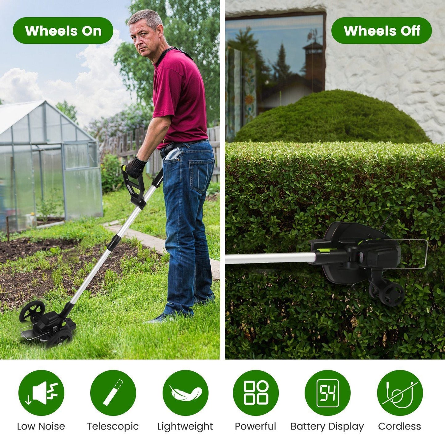 21V Electric Weed Edger Cordless String Trimmer Grass Mower Eater Bush Cutter with 16800RPM 2x 3000mAh Batteries 3.6-4.6FT Length 90° Rotatable Angle Saw Blade Steel Blade String Blade New Era Fashion LLc