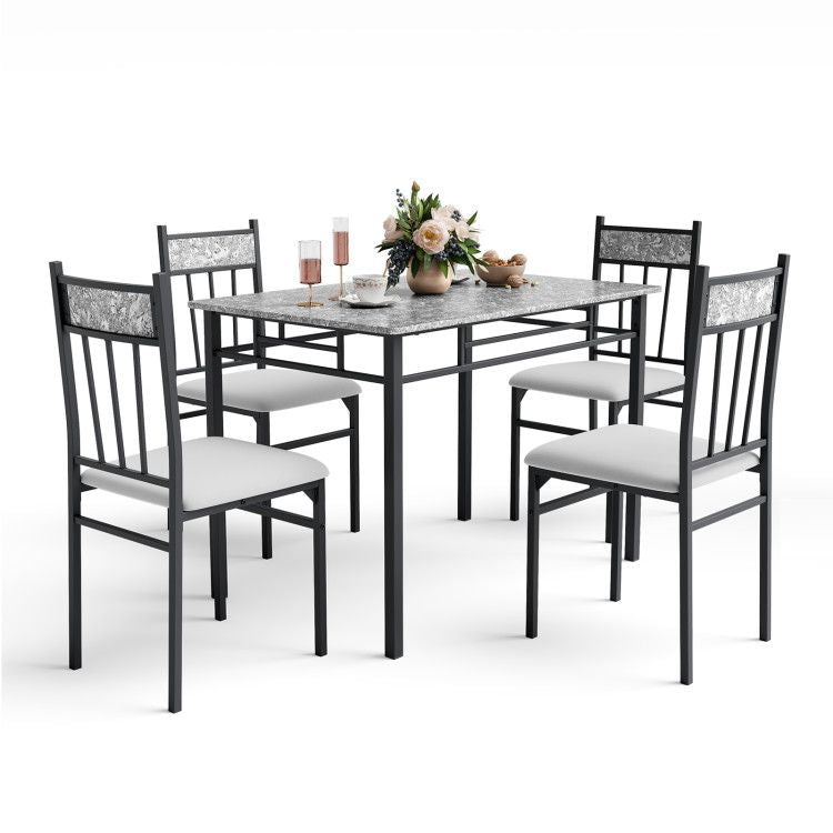 5 Pieces Faux Marble Dining Set Table New Era Fashion LLc