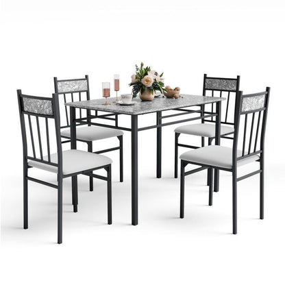 5 Pieces Faux Marble Dining Set Table New Era Fashion LLc