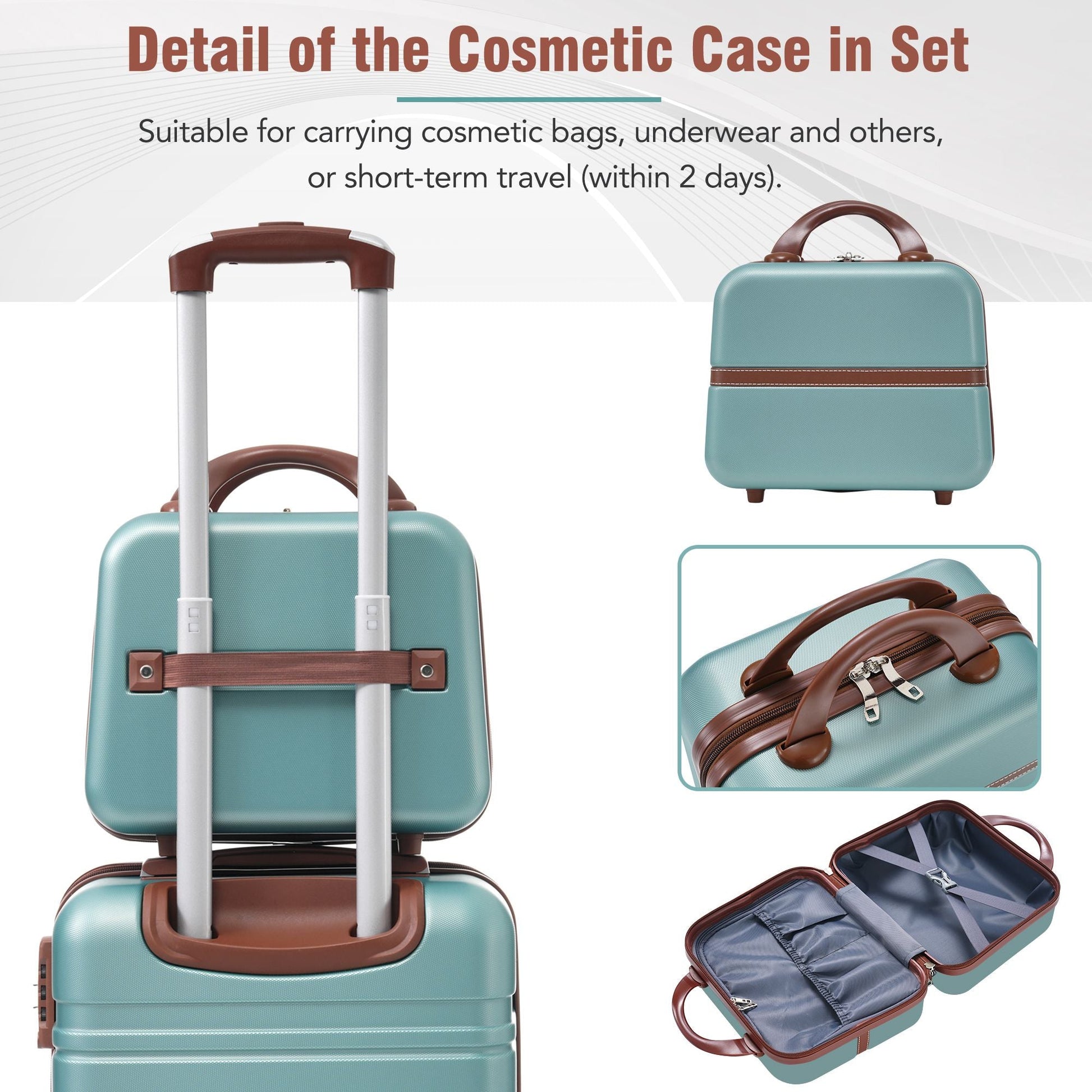 Hardshell Luggage Sets 3 Pieces 20"+24" Luggages and Cosmetic Case Spinner Suitcase with TSA Lock Lightweight,Green New Era Fashion LLc