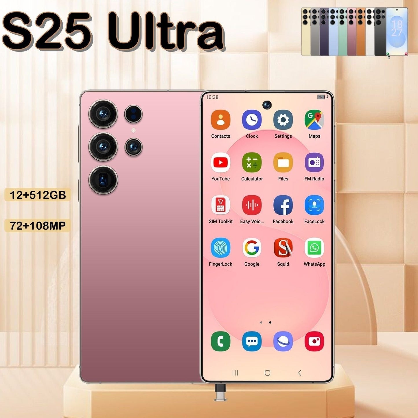 I25 Ultra 5G Smartphone, Unlocked Cell Phone, 6.8" HD Screen Unlocked Phones,  , 6000mAh Battery, Built in Pen, 12+512GB, Android 14, Face ID+Fingerprint Lock New Era Fashion LLc