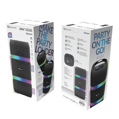 IQ Sound 2 x 4-Inch Portable Bluetooth TWS LED Speaker New Era Fashion LLc