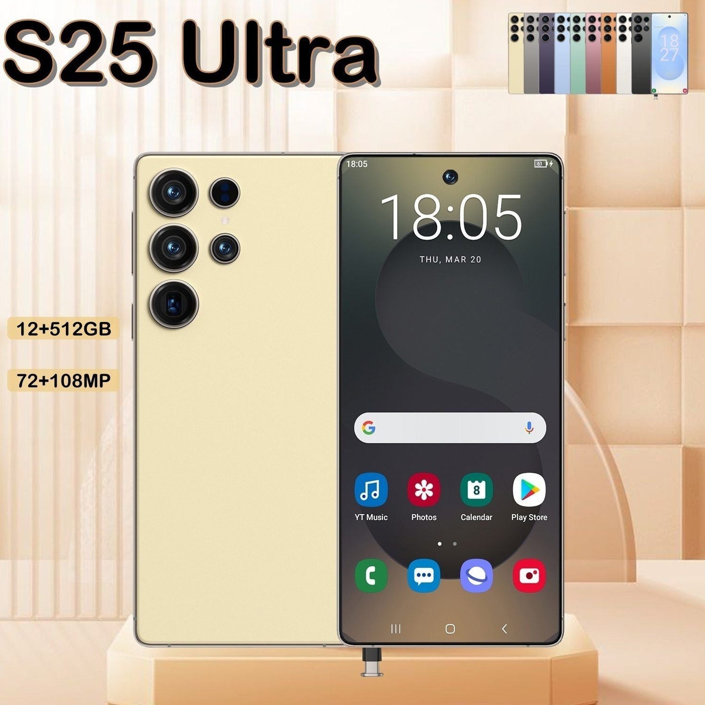 I25 Ultra 5G Smartphone, Unlocked Cell Phone, 6.8" HD Screen Unlocked Phones,  , 6000mAh Battery, Built in Pen, 12+512GB, Android 14, Face ID+Fingerprint Lock New Era Fashion LLc