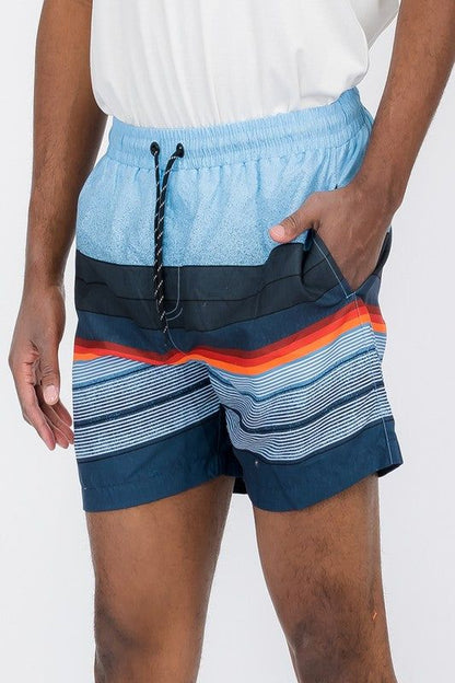 Stylish Blue Striped Swim Shorts for Men - Comfortable Quick-Dry Beachwear New Era Fashion LLc