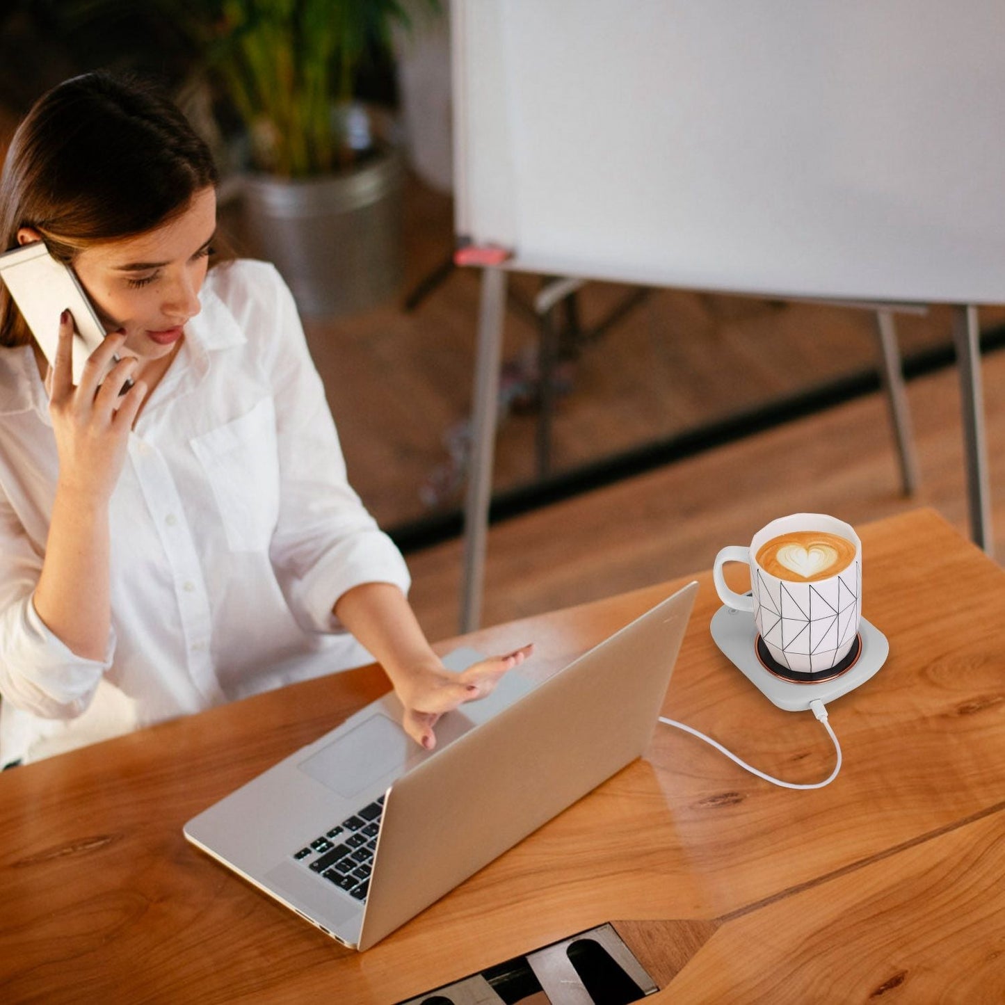 Electric Coffee Mug Warmer for Desk Auto Shut off USB Tea Milk Beverage Cup Heater Heating Plate for Office Home 3 Temperature Setting New Era Fashion LLc