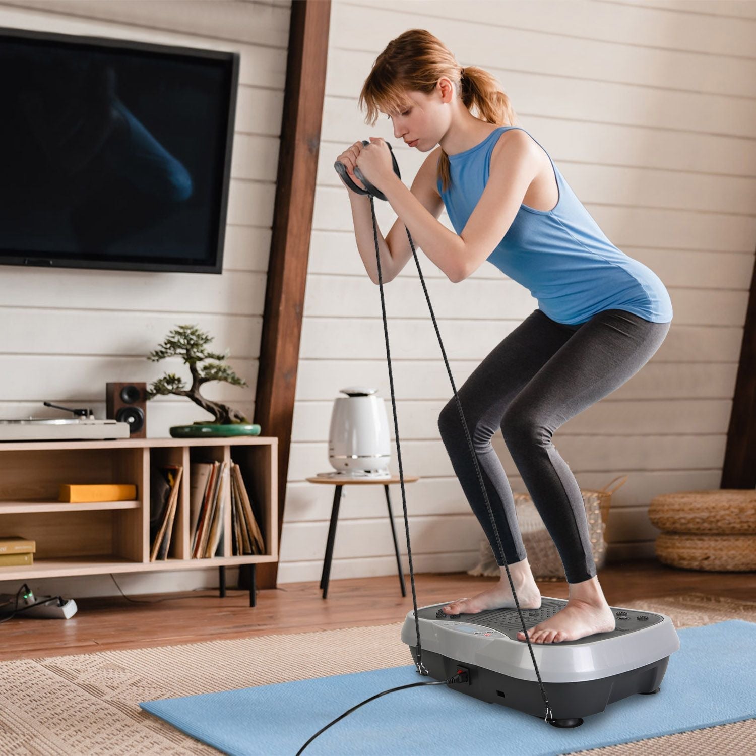 Vibration Exercise Machine With Resistant Bands Remote Control Whole Body Vibration Platform Workout Equipment Home Fitness Training Equipment For Weight Loss Fat Burner New Era Fashion LLc