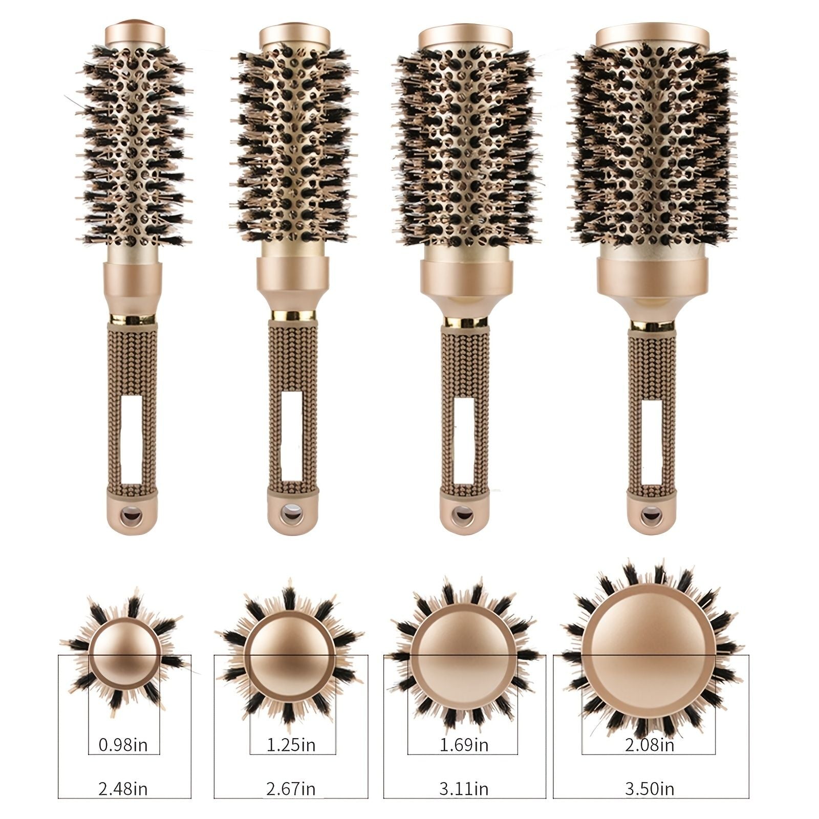 Round Brush For Blow Drying; Nano Thermal Ceramic & Ionic Tech Hair Brush With Boar Bristles; Professional Round Barrel Brush For Styling; Curling And Straightening New Era Fashion LLc