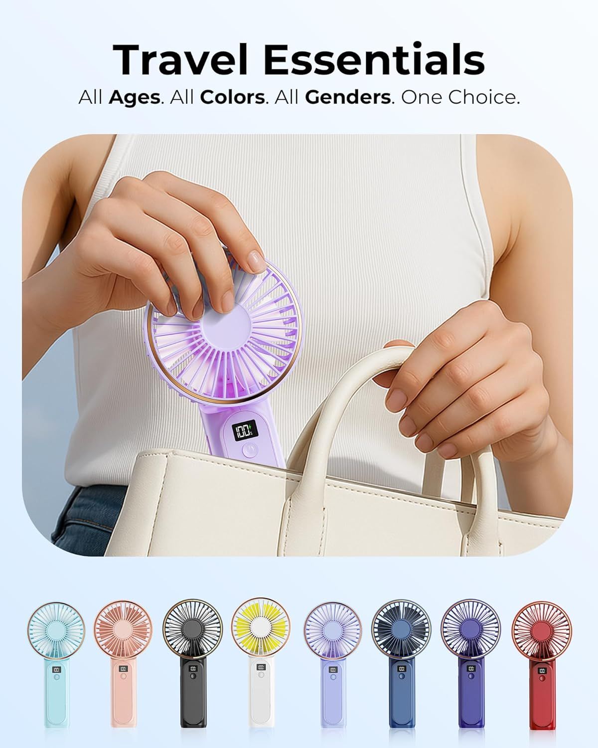 Portable Handheld Fan, Portable Fan Rechargeable, 4000mAh, 180° Adjustable, 6 Speed Wind, Display Electricity in Real Time, USB Rechargeable Foldable F an, Quiet Personal Fan as Power Bank New Era Fashion LLc
