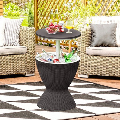 3 in 1 8 Gallon Patio Rattan Cooler Bar Table with Adjust Ice Bucket New Era Fashion LLc