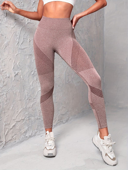 3pcs Seamless Striped Yoga Leggings For Women, High Stretch Slim Fitted Workout Gym Sports Pants, Women's Activewear New Era Fashion LLc