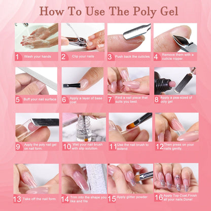 Poly Gel Nail Kit, Poly Nail Gel Kit with UV Lamp for Beginners with Everything, Gel Extension Nail Kit with Slip Solution New Era Fashion LLc