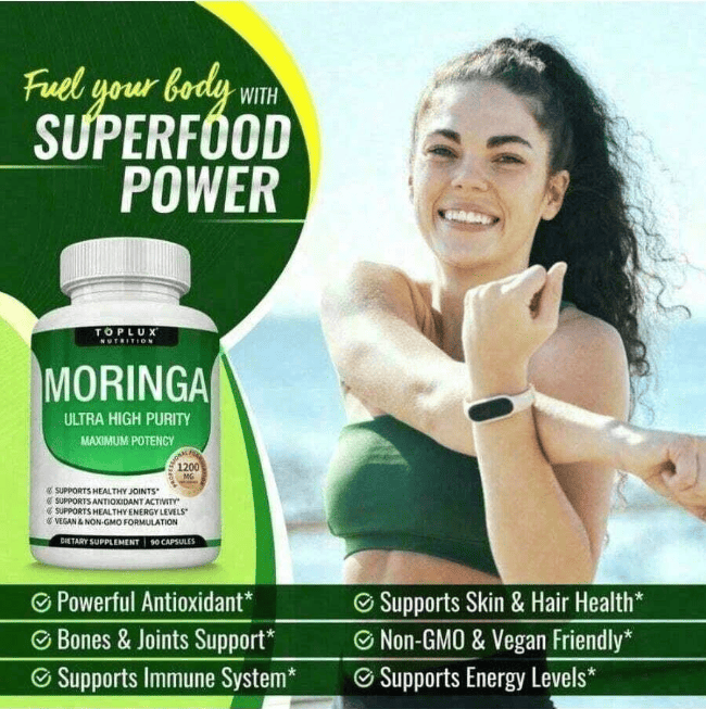 Moringa Capsules 1200mg - Pure Moringa Powder For Immune, Gut Health 90 Capsules New Era Fashion LLc
