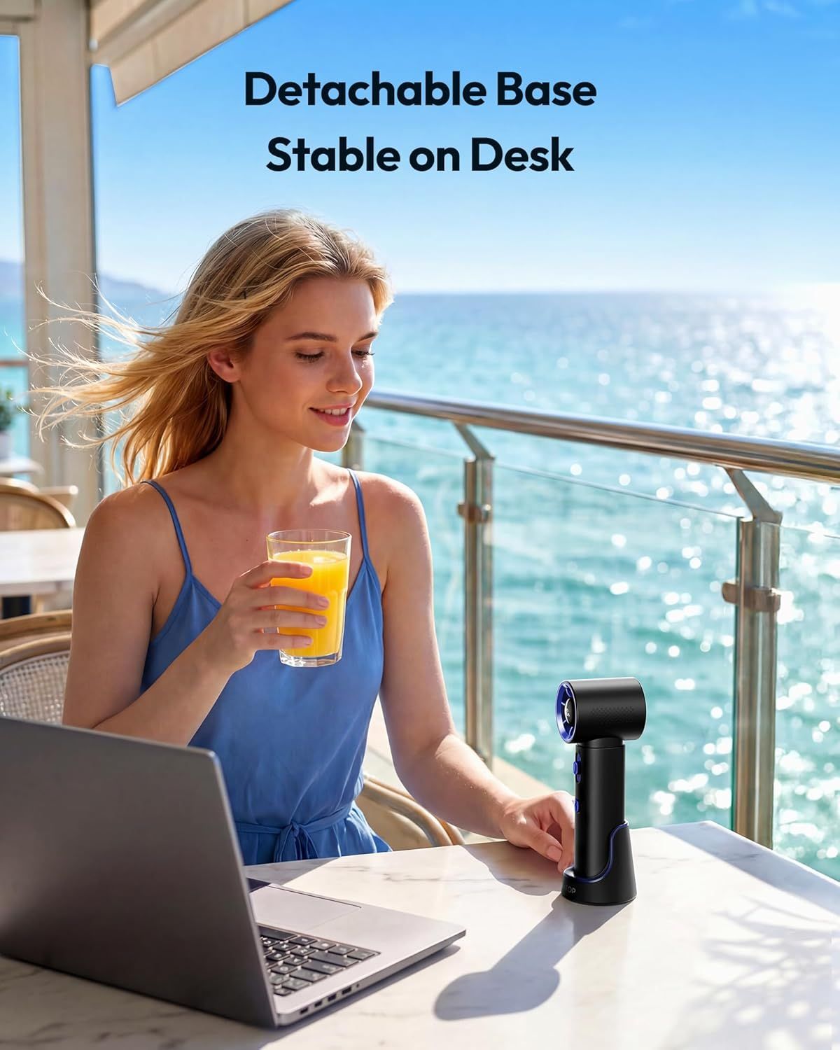 Portable Handheld Turbo Fan, 100 Gear High Speed, Up to 12H Rechargeable Personal Fan with Digital Display, Detachable Base & Lanyard, Small Travel Essentials Cooling Gifts for Women Men New Era Fashion LLc