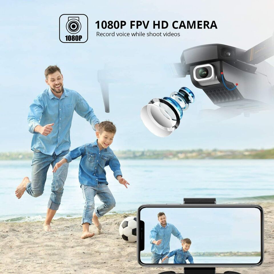 4DRC V4 Drone with 1080P HD Camera for Adults and Kids, Foldable Quadcopter with Wide Angle FPV Live Video, Trajectory Flight, App Control,Optical Flow, Altitude Hold and 2 Modular Batteries New Era Fashion LLc