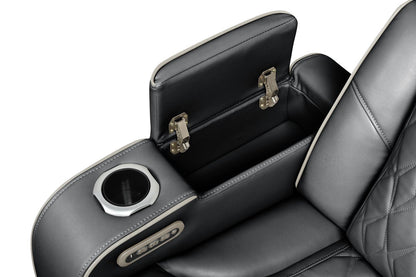 Fortuner Modern Style Upholstery Recliner Loveseat Made with Wood & Massage Function Included-Black New Era Fashion LLc