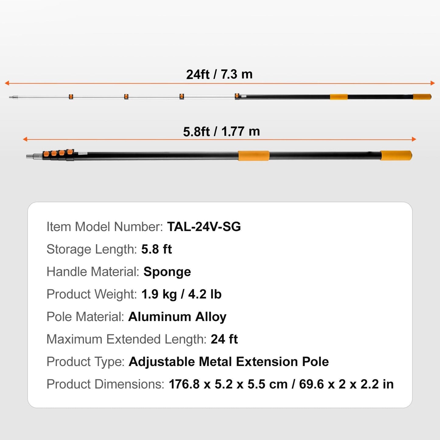 Telescoping Pole, 6 to 24 FT Pole, Extension Multi-Purpose Pole, Sturdy Aluminum Alloy Paint Extendable Pole with Flip-Lock Design, Telescopic Pole for Painting, Dusting and Cleaning New Era Fashion LLc