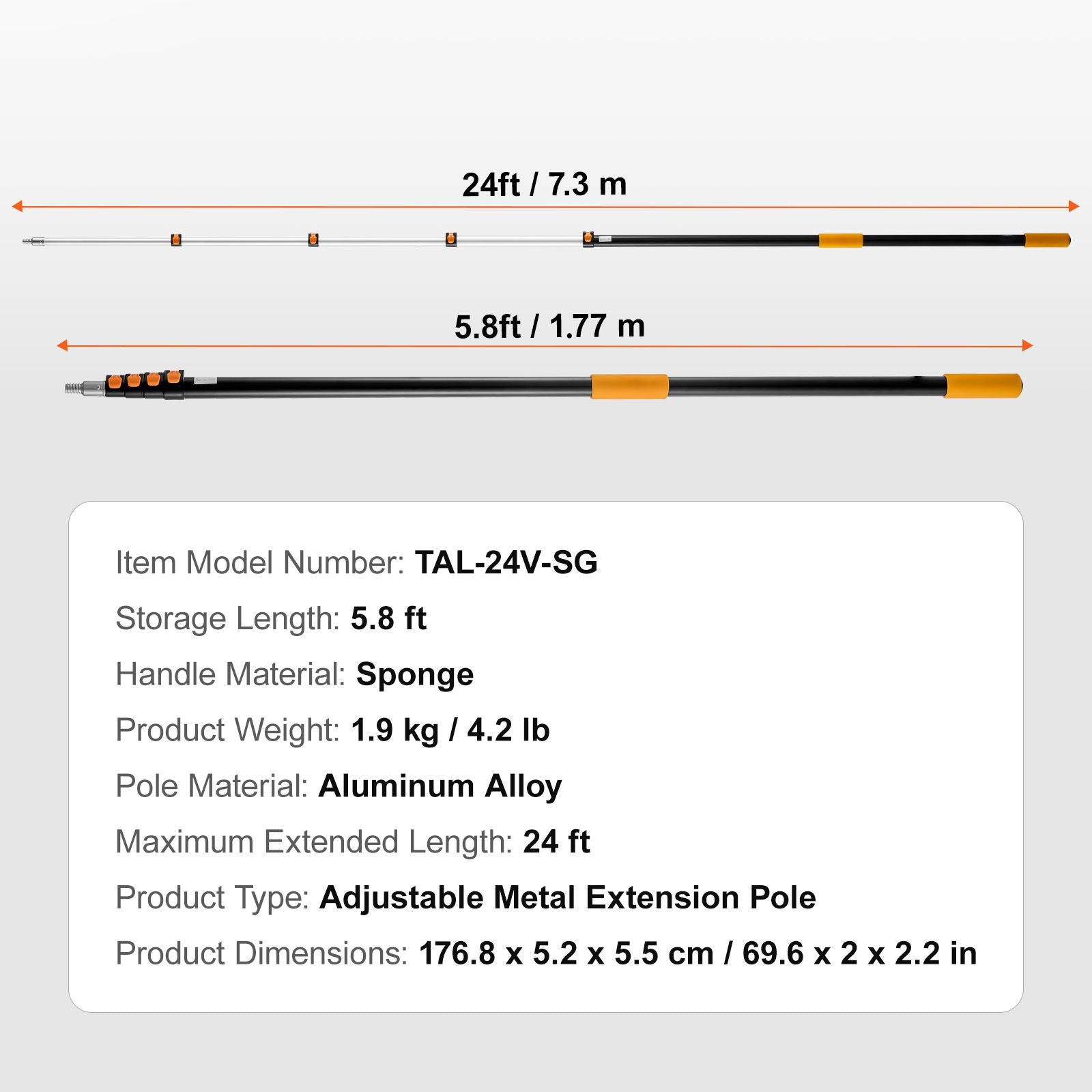 Telescoping Pole, 6 to 24 FT Pole, Extension Multi-Purpose Pole, Sturdy Aluminum Alloy Paint Extendable Pole with Flip-Lock Design, Telescopic Pole for Painting, Dusting and Cleaning New Era Fashion LLc