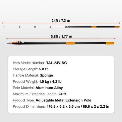 Telescoping Pole, 6 to 24 FT Pole, Extension Multi-Purpose Pole, Sturdy Aluminum Alloy Paint Extendable Pole with Flip-Lock Design, Telescopic Pole for Painting, Dusting and Cleaning New Era Fashion LLc