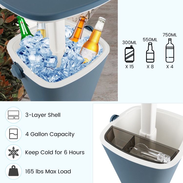 3-in-1 Portable Cooler Bar Table with Bottle Opener and Lift Top Lid for Camping Poolside New Era Fashion LLc
